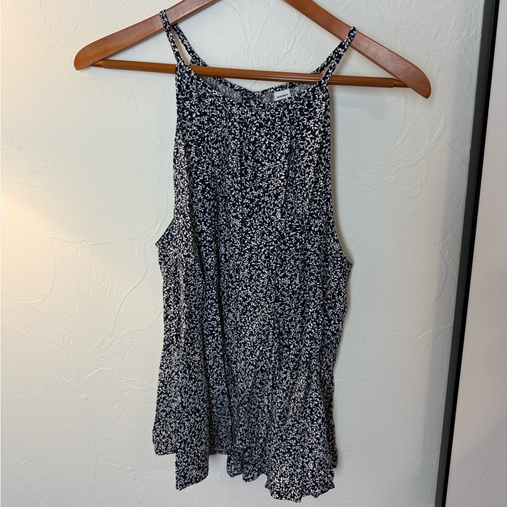 Old Navy Black Floral Tank Top